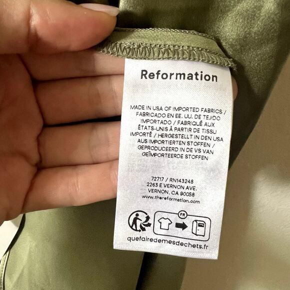 Reformation Casette Silk Dress Artichoke green size 6 C0 - Picture 8 of 9